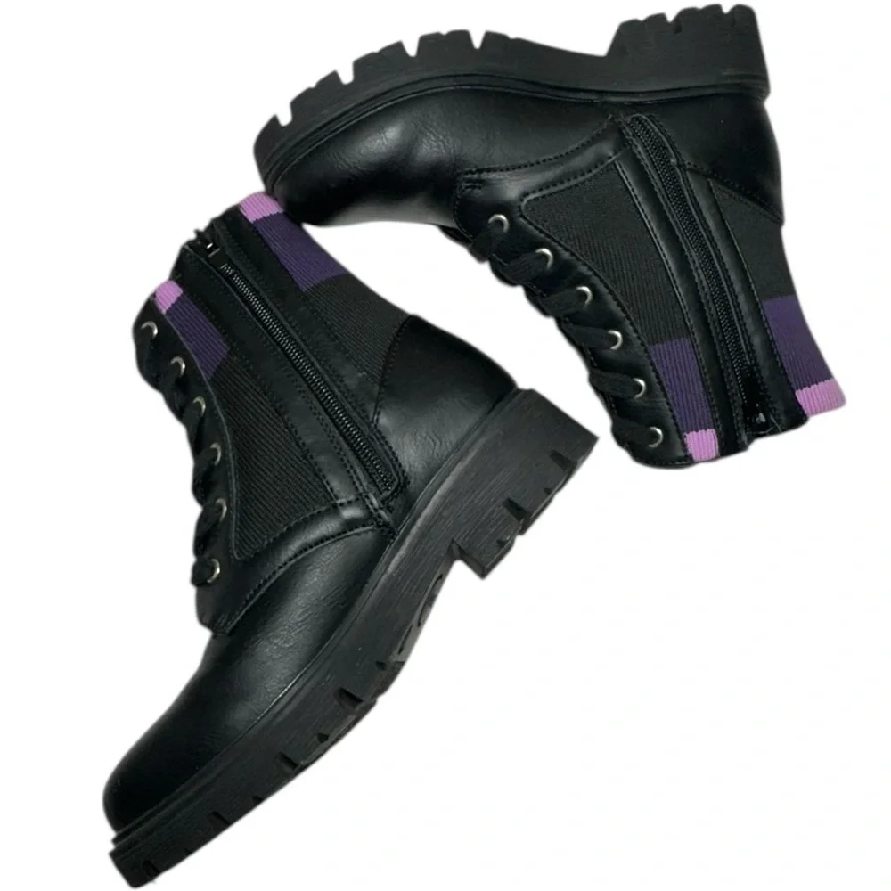 DKNY Girls Stassi Knit Black Moto Booties Size 12